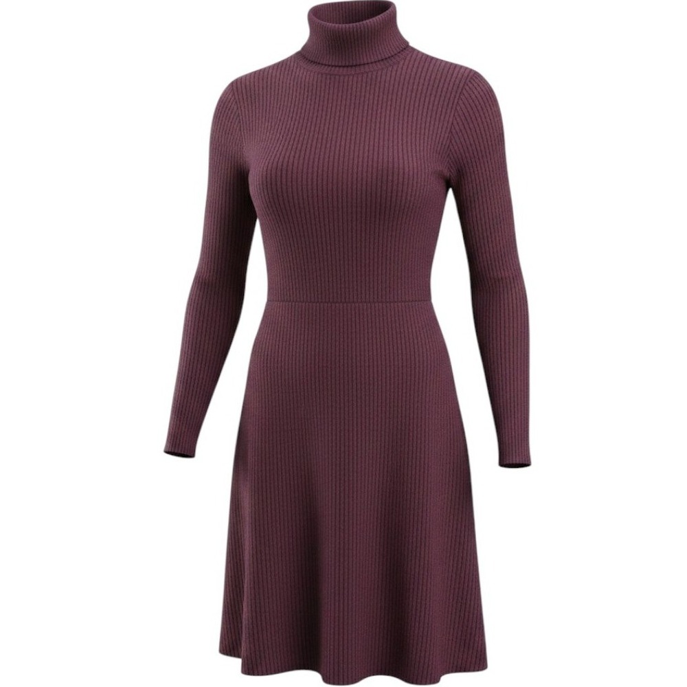 Banana Republic Burgundy Ribbed Turtleneck Fit and Flare Sweater Dress Large